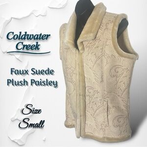 Coldwater Creek Faux Suede Vest Size Small Light Beige